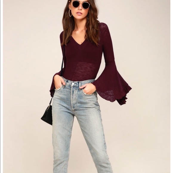 Free people intimately plum bell sleeve top - Picture 5 of 5